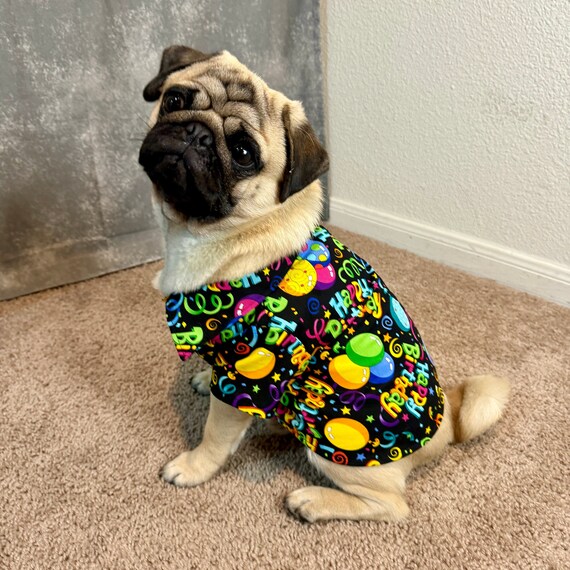 Handmade Dog Birthday Shirt: Velcro Closure, Harness Hole, Happy