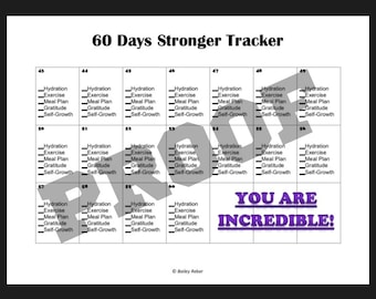 60 Days Stronger Printable Challenge & Calendar Tracker