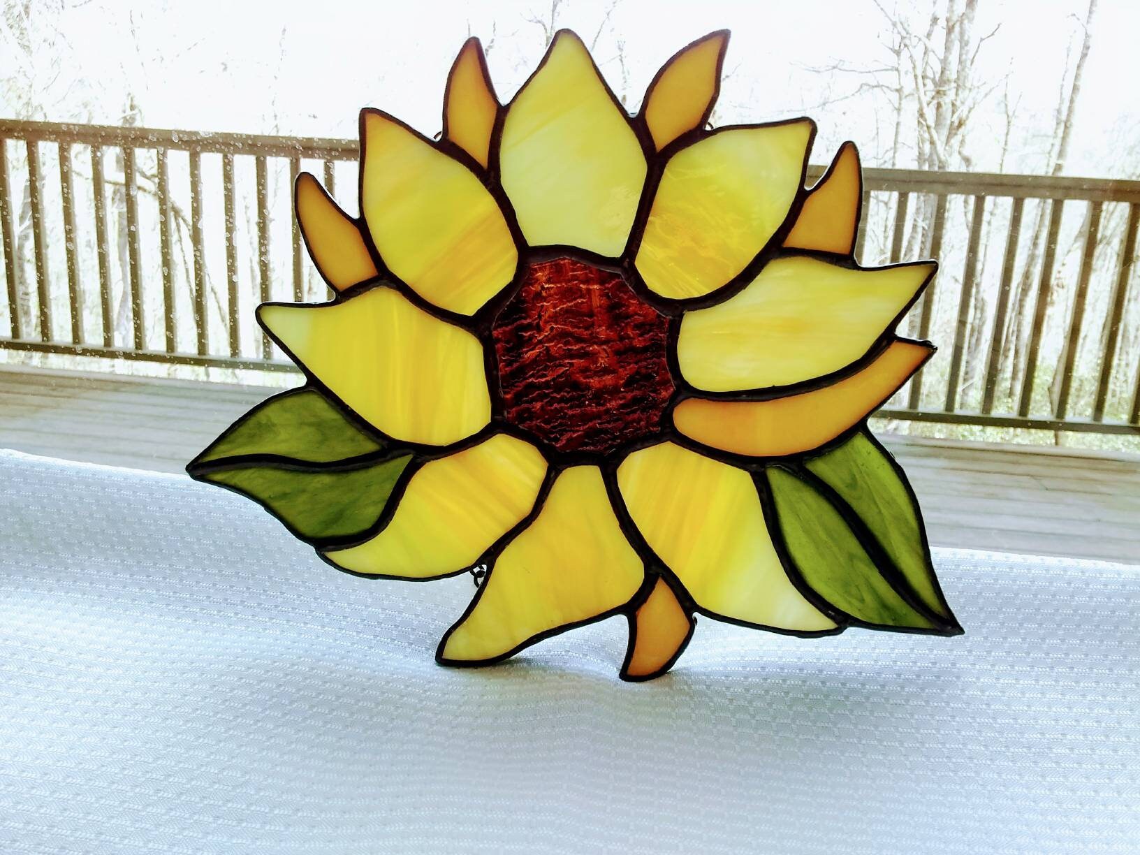 This stunning stained glass sunflower will brighten any room Etsy