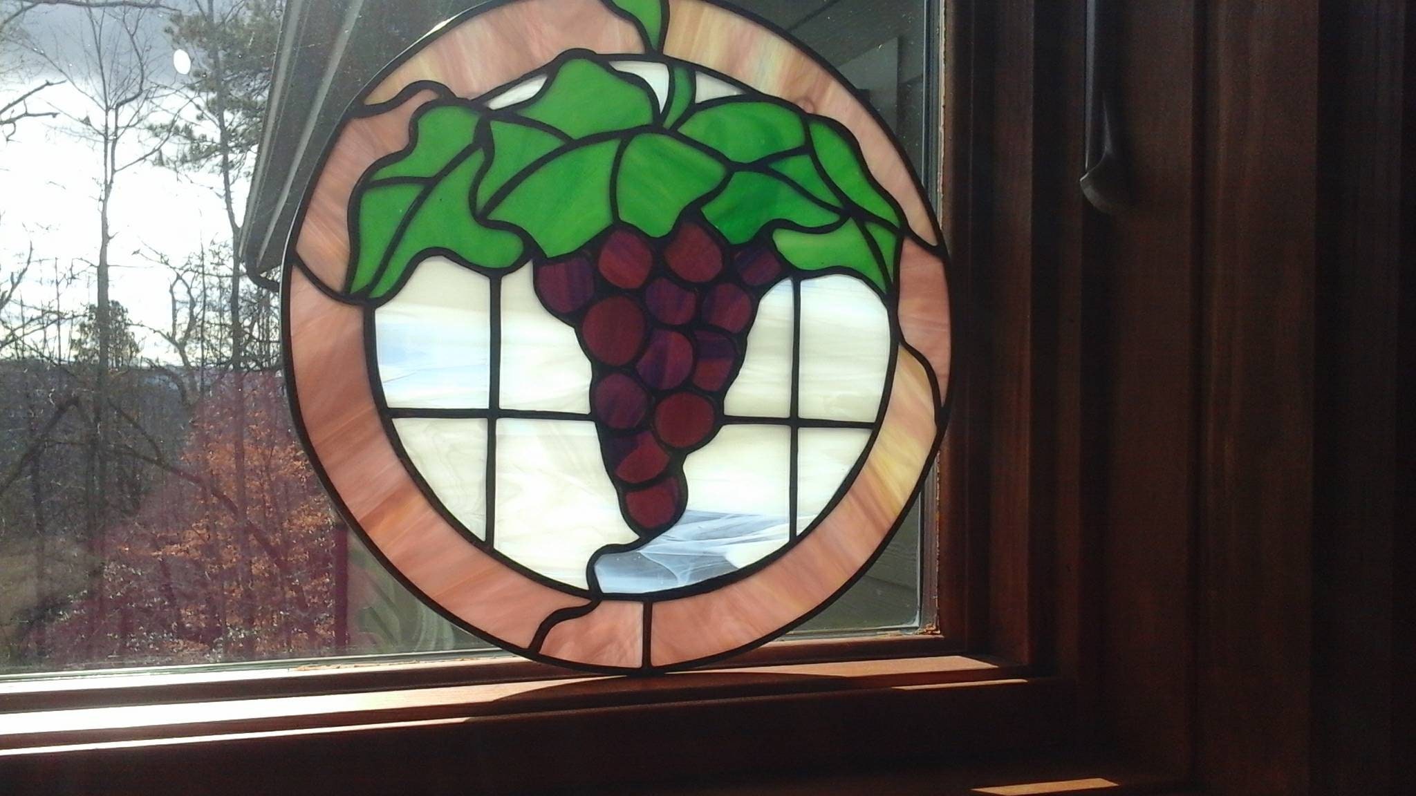 This Stunning Stained Glass Panel Features a Grape Cluster. It's a 10.5