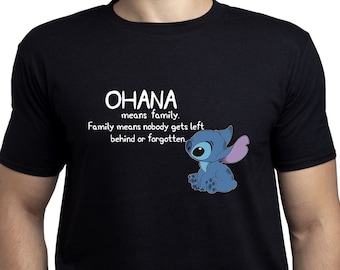 Camiseta Ohana Means Family, camiseta Cute Stitch, camiseta Disney Lilo e Stitch Family, camiseta Disneyland Family, Disney World Family Trip (T182)