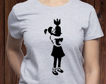 Bomb hugger tee/ Girl Hugging Bomb shirt/ Banksy tshirt/ Original Banksy t shirt/ Banksy Graffiti t-shirt/ Street art t shirt/ (T91)