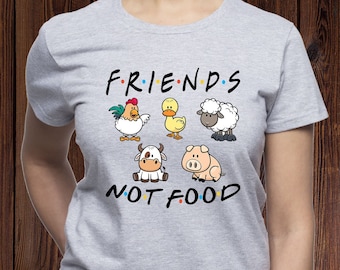 Friends Not Food t shirt; Vegetarian tshirt; Vegan shirt; Animal lover tee; Animal Rights t-shirt; Herbivore tshirt; Plant Based shirt(T133)