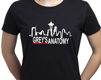 Greys Anatomy shirt/ Greys Anatomy Tv series tshirt/ Grey's Anatomy Seattle Skyline t shirt/ Grey Anatomy t-shirt/ Greys Anatomy logo/ (T14)