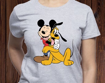 ミッキー ディズニー ミッキーとプルート ベストフレンズ 大人用Tシャツ