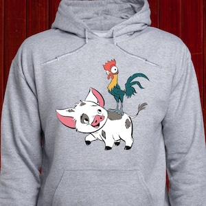 Disney Pua and Hei Hei Jumper, Moana Friends Hoodie, Disney Moana Sweatshirt, Disney Princess Pullover,  Unisex Pua Hoodie (T194)