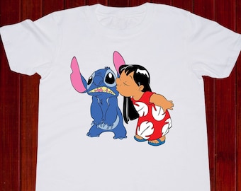 Camiseta Lilo Kiss Stitch/Lilo e Stitch camiseta infantil/Lilo Love Stitch camiseta para crianças/Stitch Love Lilo camiseta/camiseta juvenil/criança/ (T51)