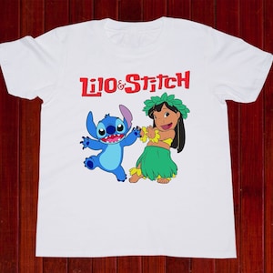 リロ アンド スティッチ シャツ/リロ アンド スティッチ ダンス キッズ T シャツ/リロとスティッチ キッズ T シャツ/リロ T シャツ/男の子 女の子/ユース T シャツ/幼児 (T52)
