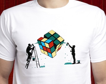 Banksy Rubic Cube Art t shirt, Banksy art t-shirt, Banksy Graffiti tee, Banksy Street Art shirt, Banksy Urban tee, Pop Culture shirt (T189)