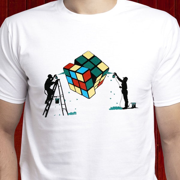 Banksy Rubic Cube Art t-shirt, Banksy art t-shirt, Banksy Graffiti tee, Banksy Street Art shirt, Banksy Urban tee, Pop Culture shirt (T189)