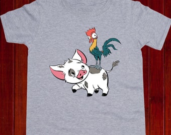Disney Pua and Hei Hei t-shirt, Youth Pua t shirt, Toddler Hei Hei tshirt, Youth Moana shirt, Kids Moana Movie tee, Disney Kids shirt (T194)