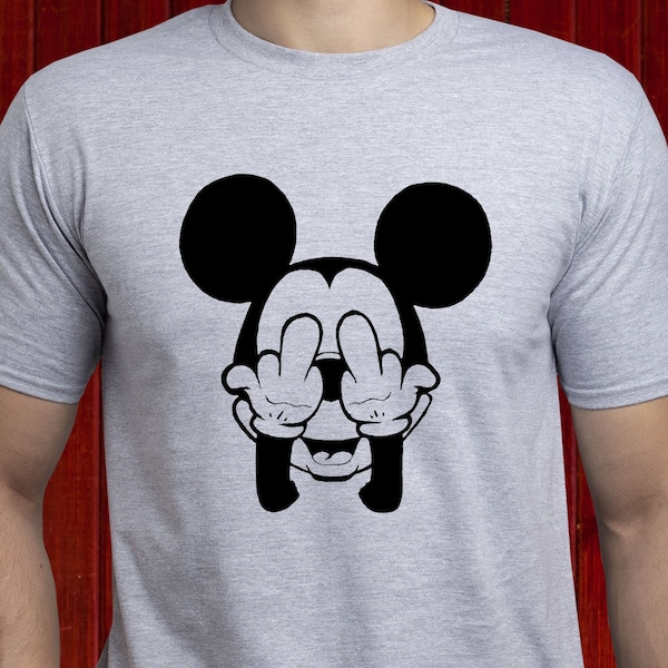 Disney Mickey Mouse Middle Finger t-shirt, Mickey Mouse Disneyland t shirt, Disney Character tshirt, Mickey Mouse Fuck You tee (T175)