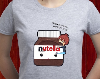 Nutella T Shirt; Omnomnom Nutella T-shirt; Lustiges Nutella Tshirt; Anime Shirt; I Love Nutella Tee; Damen Shirt; für Frau; Schokolade (T261)