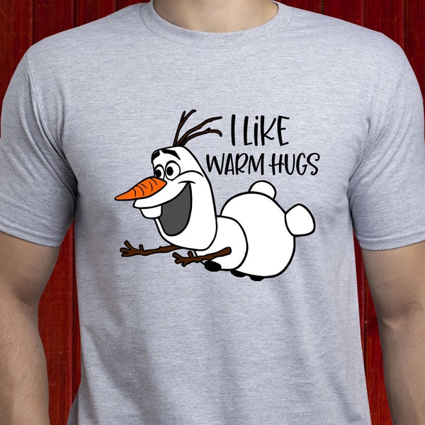 Me gustan los abrazos calientes congelados Olaf camiseta, Linda olaf camiseta, Disney Olaf camiseta, congelado Olaf camisa, frozen movie camiseta, unisex olaf camisa (T198)