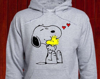 Snoopy knuffel Woodstock Sweatshirt; Snoopy liefde Woodstock hoodie; De pinda's trui; Snoopy hart trui; Snoopy knuffelen; Trui; (T38)