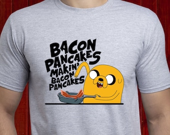 Jake the Dog Making Bacon Pancakes t-shirt, Adventure Time Bacon Pancakes t shirt, Adventure Time Cartoon tshirt, Breakfast t shirt (T174)