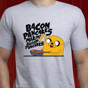 Jake the Dog Making Bacon Pancakes t-shirt, Adventure Time Bacon Pancakes t shirt, Adventure Time Cartoon tshirt, Breakfast t shirt (T174)