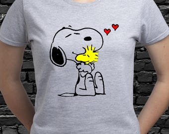 Snoopy Love Woodstock tshirt; Snoopy Hug Woodstock shirt; The Peanuts t-shirt; Snoopy Hugging tee; Snoopy and Woodstock t shirt; Gift; (T38)