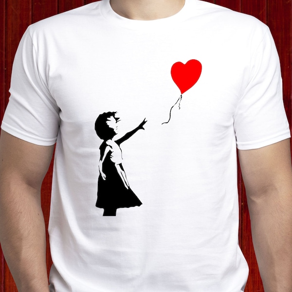 Banksy's Girl With Balloon Art Work t-shirt, Banksy Symbol of Hope t shirt, Famous Banksy London tshirt, Banksy Auction Art shirt (T191)