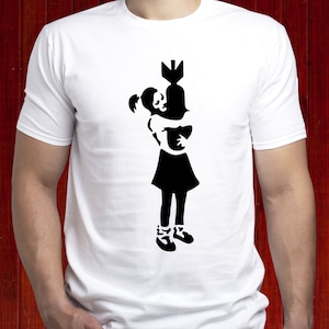 Bomb hugger t-shirt/ Girl Hugging Bomb t shirt/ Banksy tshirt/ Original Banksy shirt/ Banksy Graffiti tee/ Street art t-shirt/ (T91)