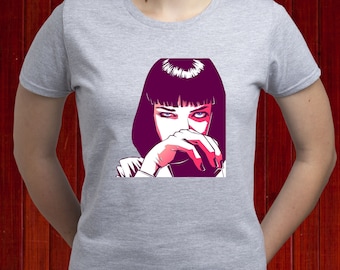 Pulp Fiction Mia Wallace t-shirt, Pulp Fiction Movie t shirt, Quentin Tarantino Movie tshirt, Pulp Fiction Urma Thurman shirt (T210)