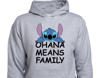 Stitch Ohana Kids Hoodie, Stitch Disney Youth Sweatshirt, Lilo and Stitch Pullover, For Boy, For Girl, Ohana Means Family, Sweater, (T183)
