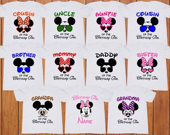 Mickey Mouse Birthday Girl Shirt/ Birthday Girl Party Tshirt/ Family Matching T-shirts/ Minnie Mouse Tee/ Custom/ Daughter/ Birthday Party/