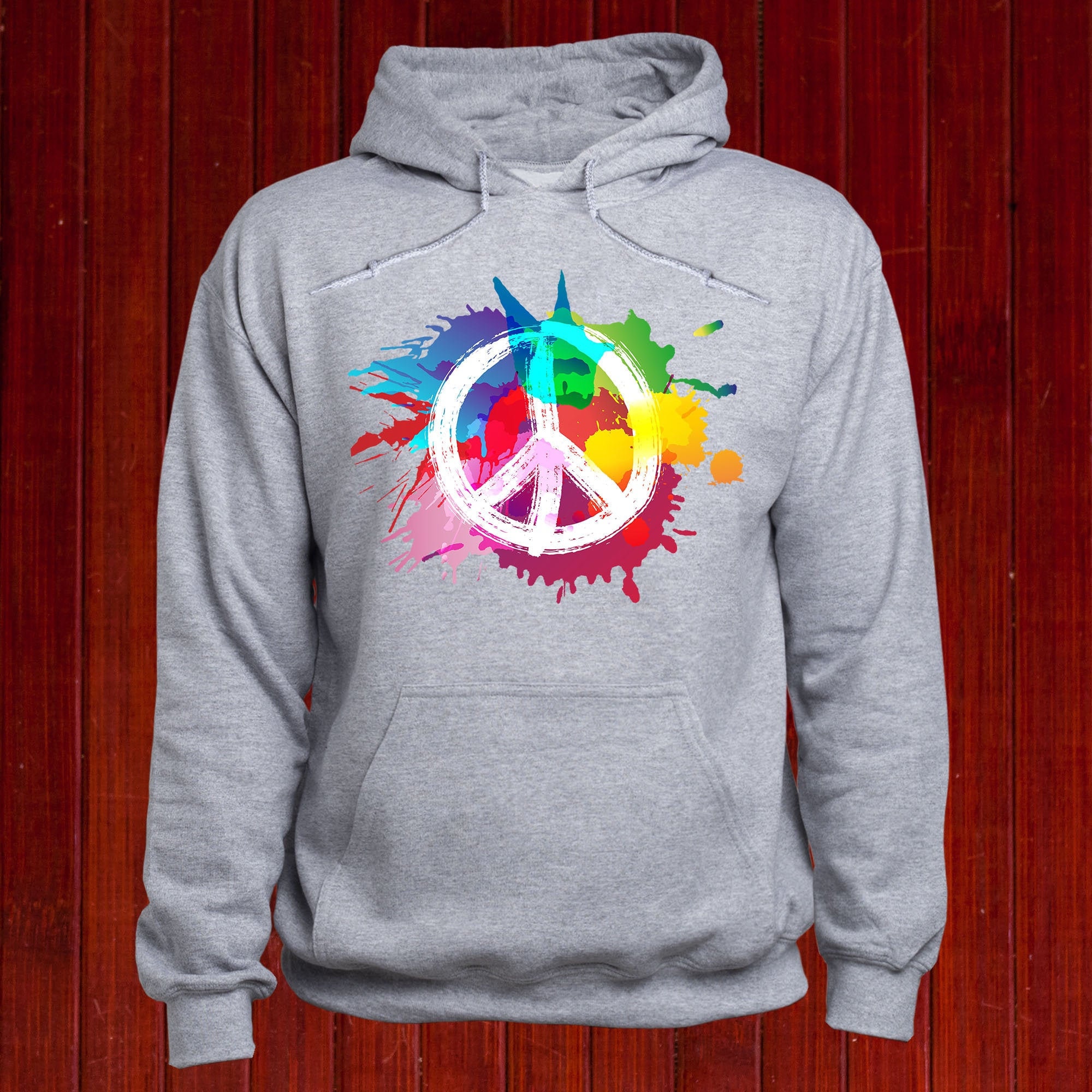 Peace Sign Hoodie, Peace Sweatshirt, Hippie Pullover, Hippie Sign Jumper, Love Hoody, Rainbow Sweatshirt, LGBTQ Pullover, Unisex (T139)