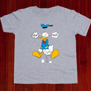 Kids Donald Duck t-shirt, Angry Donald Duck t-shirt, Jeugd Disney Donald T-shirt, Meisjes Donald shirt, Jongens Donald T-shirt, Peuter Donald tee (T181)