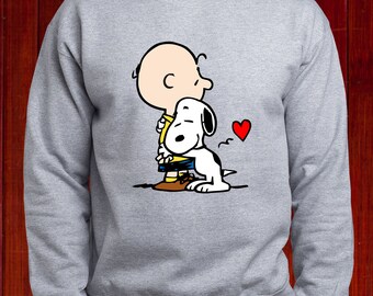 Snoopy Hug Charlie Brown Sweatshirt/ Charlie Brown Love Snoopy Hoodie/  Peanuts Pullover/ Snoopy Hugging Charlie Sweater/ Love Jumper/ (T43)