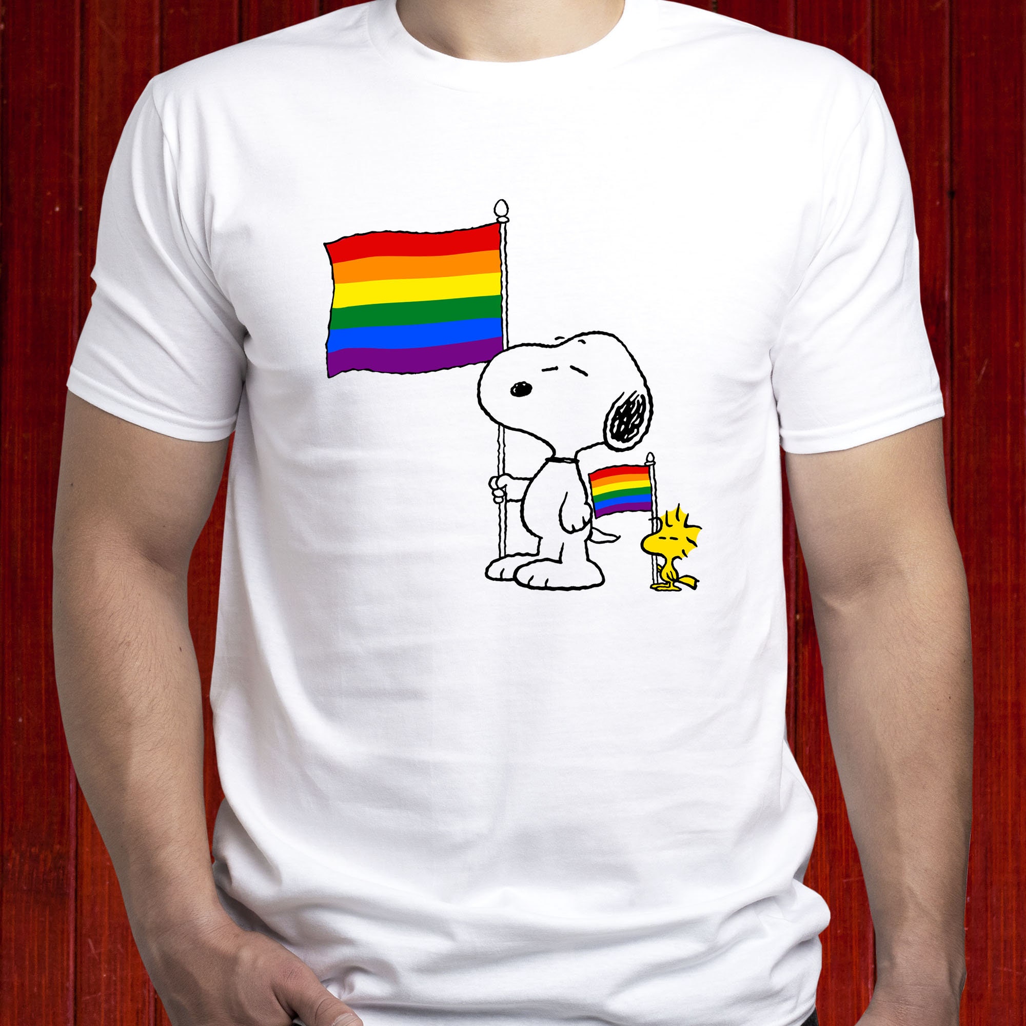 LGBT スヌーピー T シャツ / LGBTQ ウッドストック T シャツ / ゲイ 