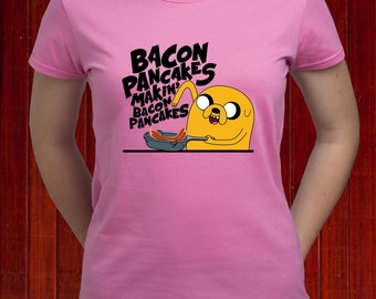 Making Bacon Pancakes t-shirt, Jake The Dog t shirt, Adventure Time tshirt,  Jake and Finn shirt, Sunday Brunch tee, Cartoon t shirt (T174)