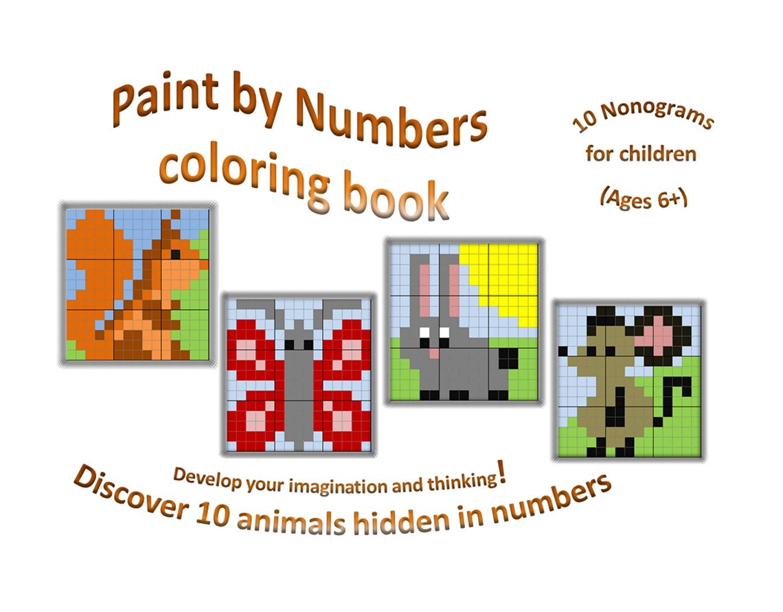 Printable Paint by Numbers Coloring Book 10 Nonograms ages 6 Etsy
