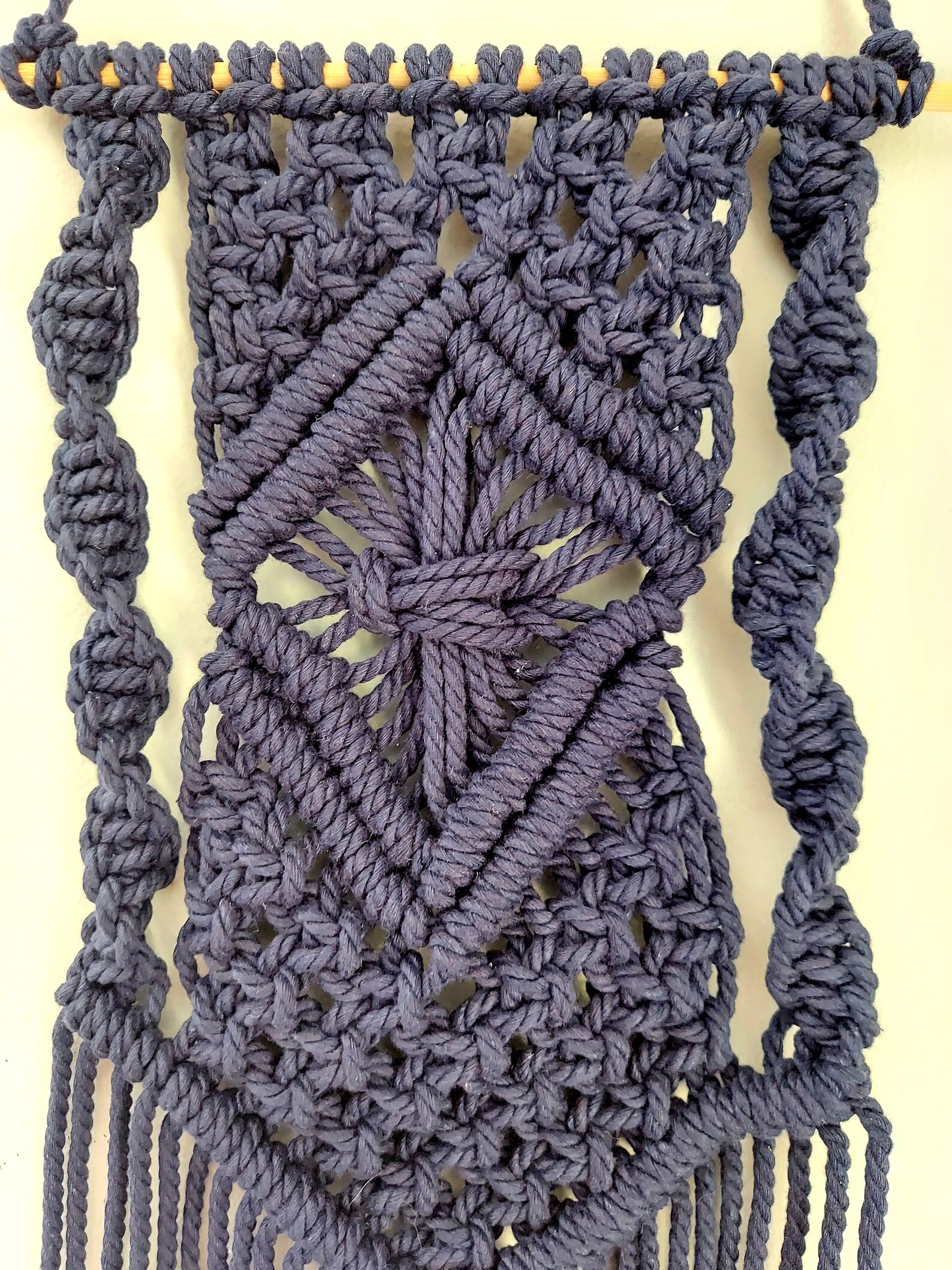 Navy Blue Small Macrame Wall Hanging Etsy UK