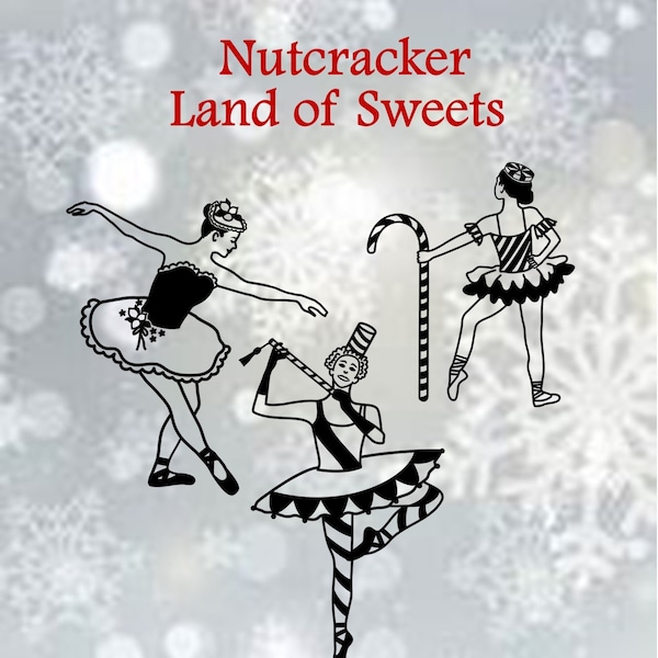 Land of Sweets, characters, Mirlitons, Peppermint, Marzipan, Candy Cane, Nutcracker Ballet, Dream, SVG and clipart