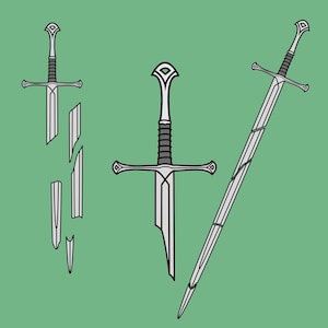 Fantasy Fiction broken and long swords