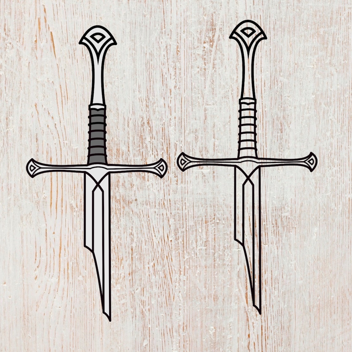 Narsil and Anduril broken and long swords | Etsy