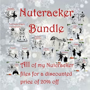 Nutcracker Ballet bundle, clipart, cut files, every character, line drawing & silhouettes