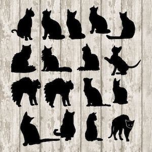 30 Cat Silhouettes- tutte le mie immagini originali tagliano file e clipart