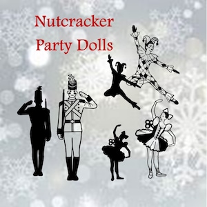 Nutcracker Party Dolls, Toy Soldier, Harlequin, Ballerina, Dance Nutcracker Ballet SVGs and clipart