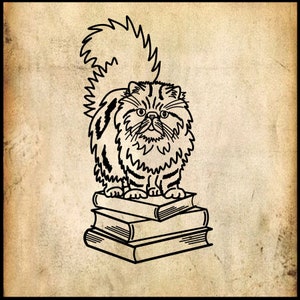 Persian Cat on Books Cut file and clipart