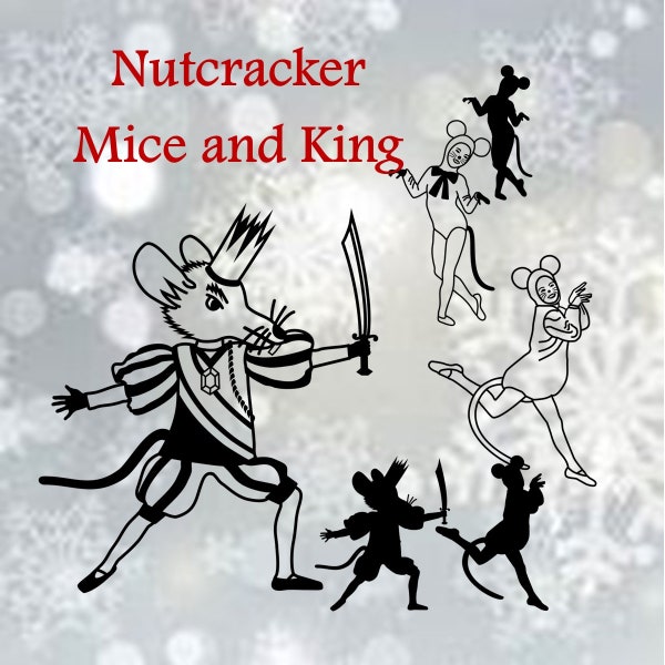 Rat King and Mice, Dance,  Nutcracker Ballet, SVG & clipart, mouse king, children dancing, sword fight, cut files, dance costumes, cute kids