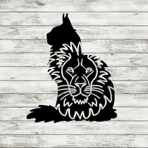 Clipart et fichier coupé Heart of a Lion Maine Coon Silhouette