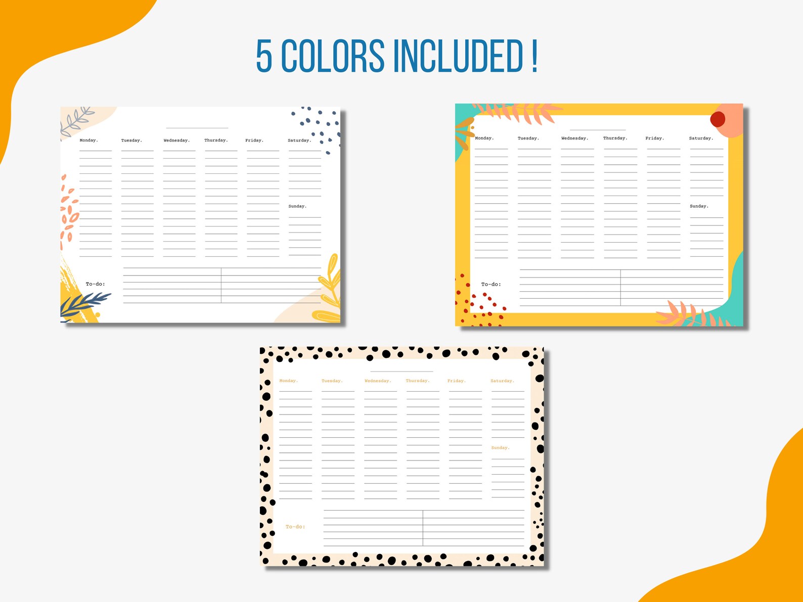Printable Weekly Planner Landscape Week Calendar Editable | Etsy