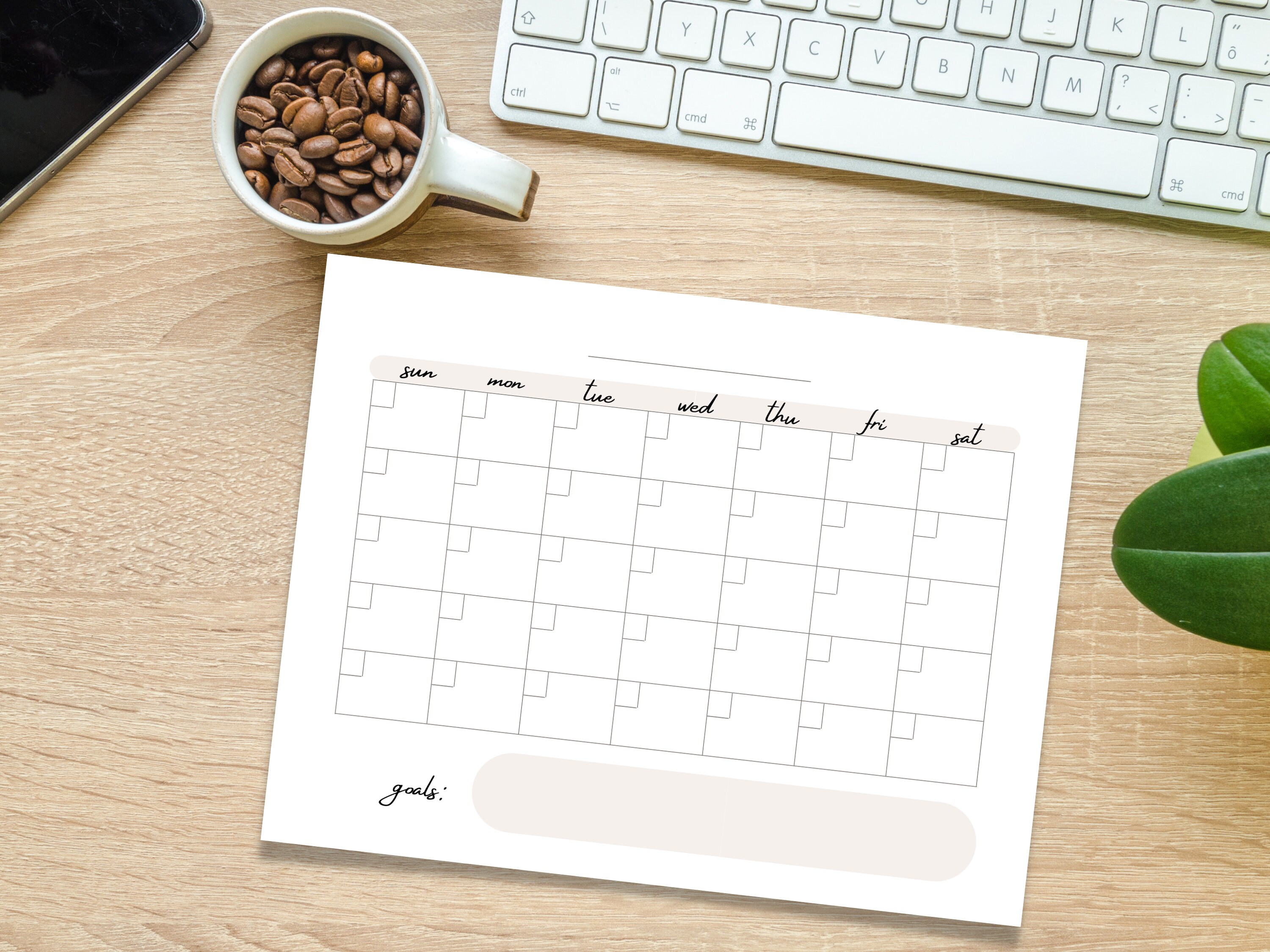 Simple & Cute Blank Monthly Calendar Printable Monthly Wall Etsy