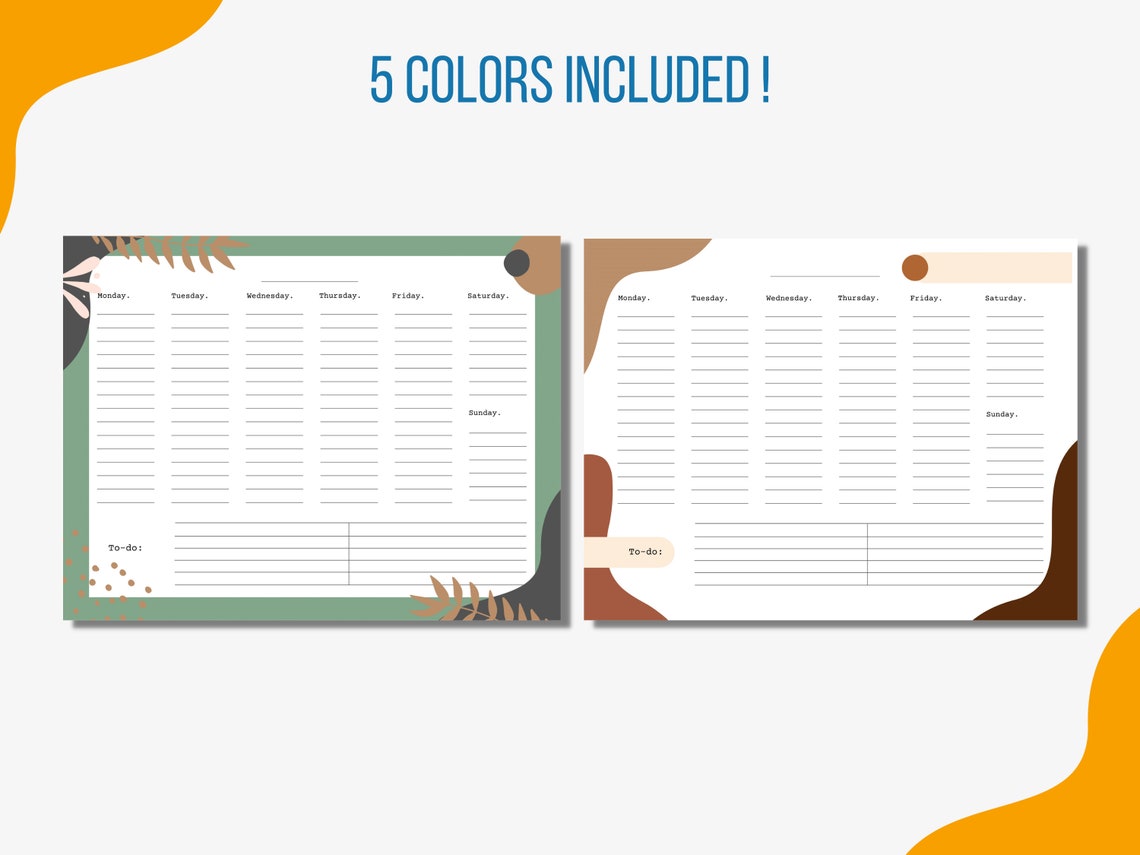 Printable Weekly Planner Landscape Week Calendar Editable | Etsy