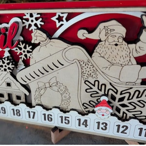 Handmade Wooden Christmas Countdown Calendar | Interactive Advent Calendar with 6 Themes: Santa, Nativity, Gnomes, Train, Tree Farm & More!