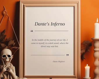 Dante's Inferno Quote Print: Dark Poetry, Gift for Readers (Digital Download)