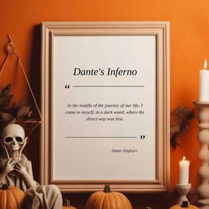 Dante’s Inferno Quote, Dante's Inferno Printable Poster, Dark Poetry Print, The Divine Comedy, Gift for Readers, Digital Download, Journey