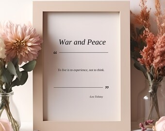 Citaatafdruk oorlog en vrede: Leo Tolstoj inspirerende muurkunst (digitale download)